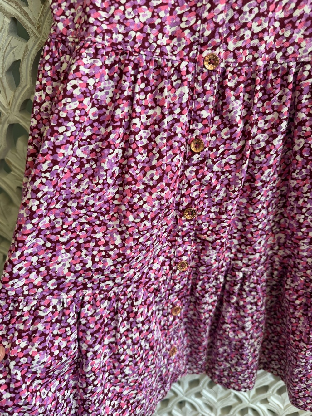 Vince Camuto Girls Floral Shirt Dress Size 7 Pink Purple Button Front - Picture 8 of 8